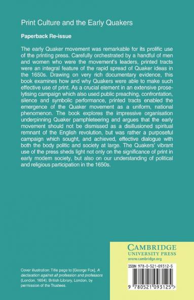 Print Culture and the Early Quakers