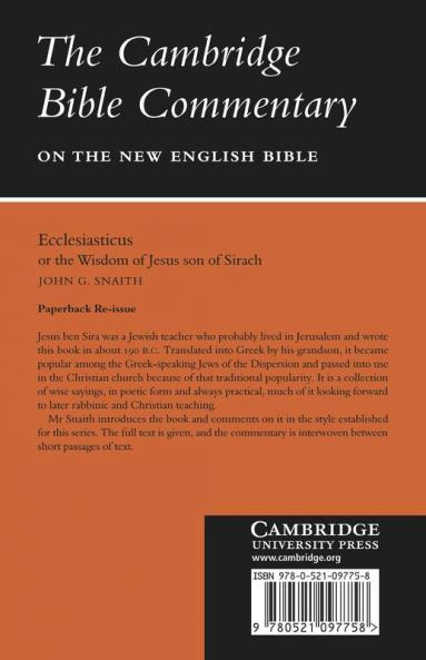 Ecclesiasticus or the Wisdom of Jesus Son of Sirach