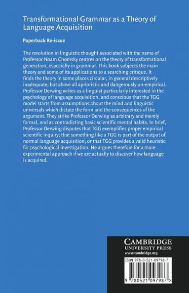 Transformational Grammar as a Theory of Language Acquisition