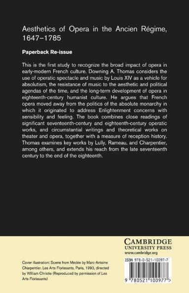 Aesthetics of Opera in the Ancien Regime 1647 1785