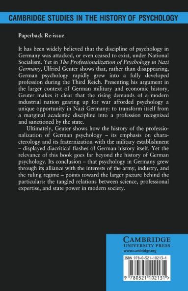 The Professionalization of Psychology in Nazi Germany