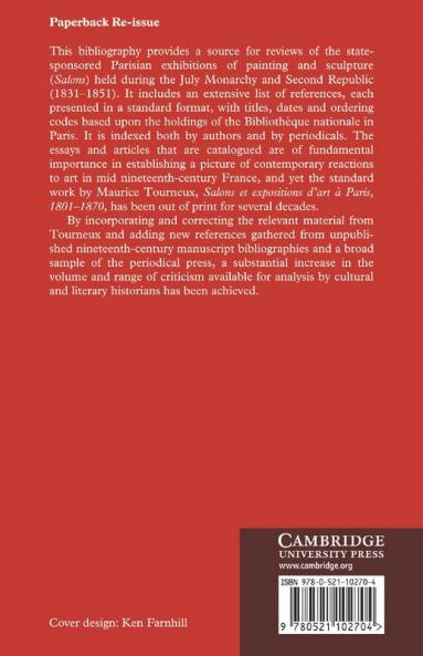 A Bibliography of Salon Criticism in Paris from the July Monarchy to the Second Republic 1831 1851