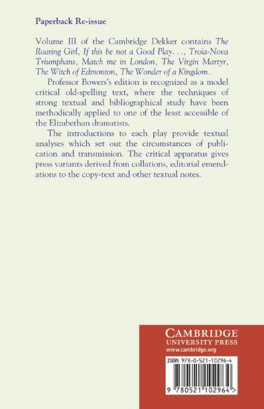 The Dramatic Works of Thomas Dekker