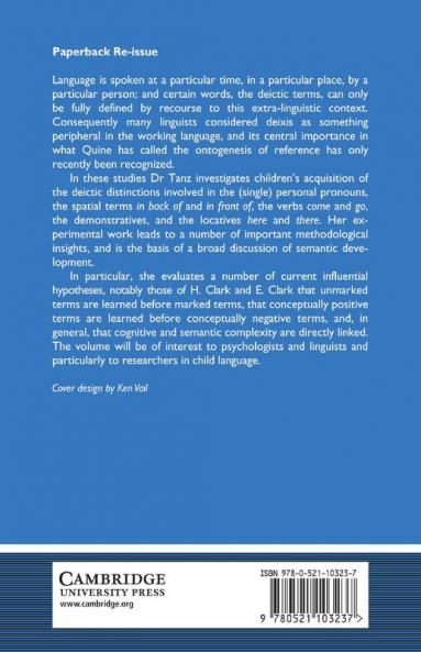 Studies in the Acquisition of Deictic Terms