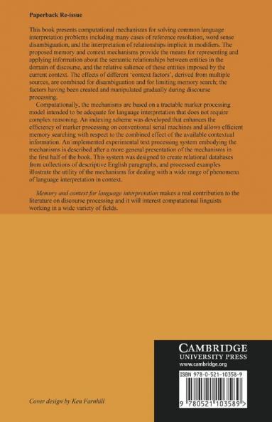 Memory and Context for Language Interpretation