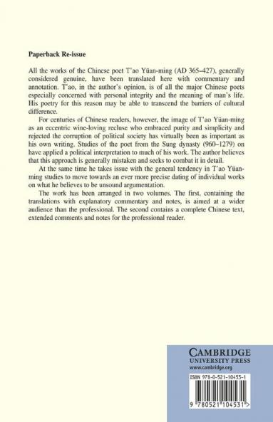 T'ao Yuan-ming (AD 365-427) Volume II