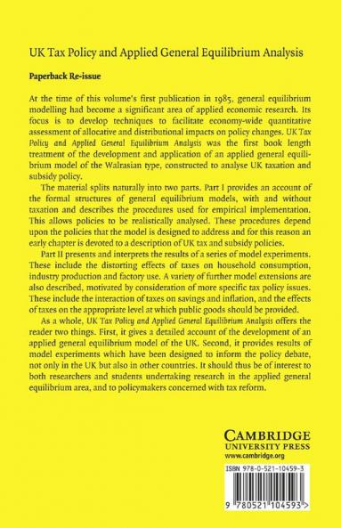 UK Tax Policy and Applied General Equilibrium Analysis