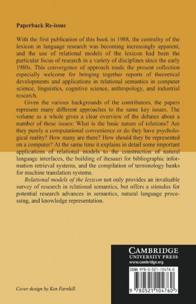 Relational Models of the Lexicon