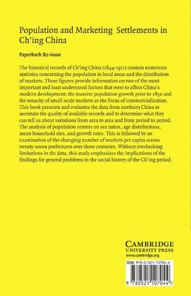 Population and Marketing Settlements in Ch'ing China
