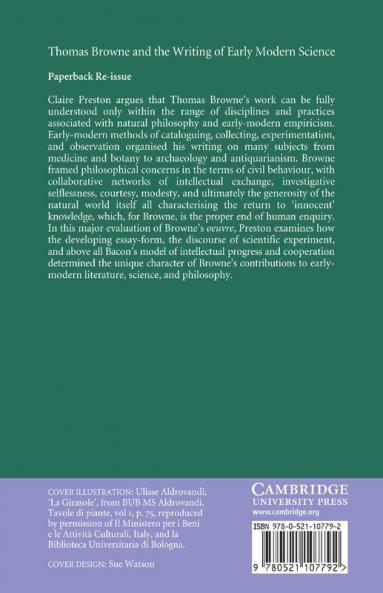 Thomas Browne and the Writing of Early Modern Science