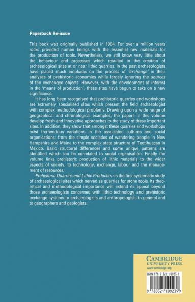 Prehistoric Quarries and Lithic Production