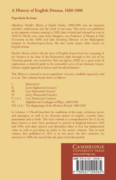 History of English Drama 1660 1900