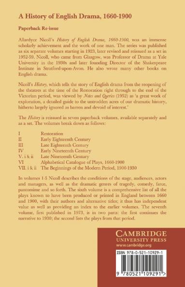 History of English Drama 1660 1900
