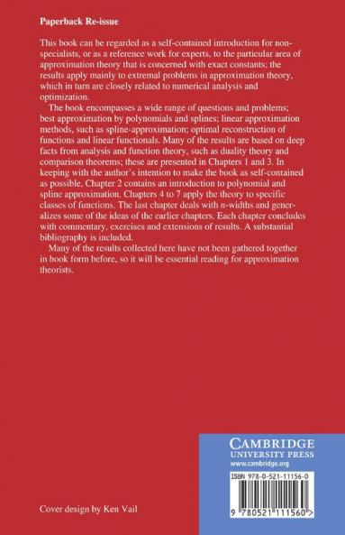 Exact Constants in Approximation Theory