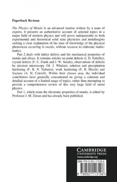 The Physics of Metals 2. Defects