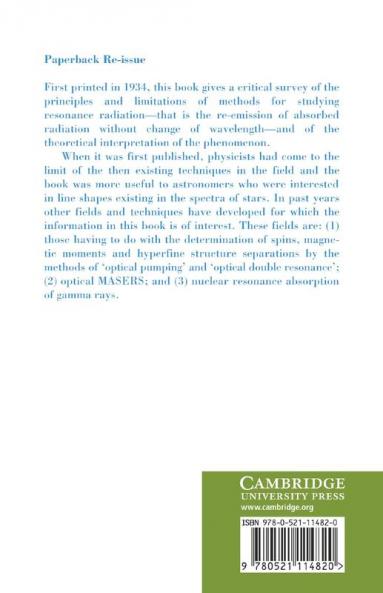 Resonance Radiation and Excited Atoms