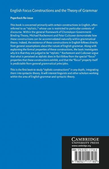 English Focus Constructions and the Theory of Grammar