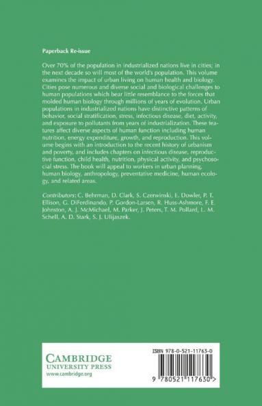 Urbanism Health and Human Biology in Industrialised Countries