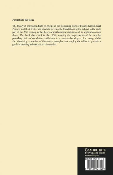 Tables of the Ordinates and Probability Integral of the Distribution of the Correlation Coefficient in Small Samples