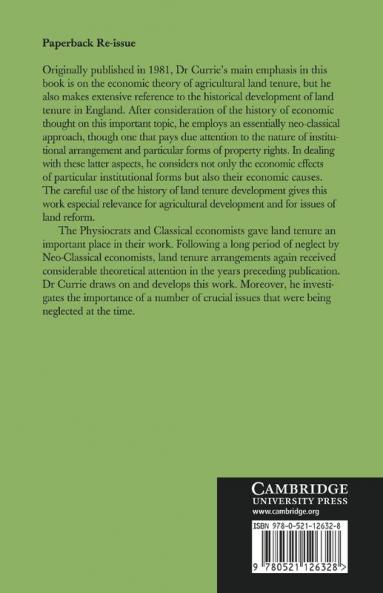 The Economic Theory of Agricultural Land Tenure