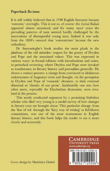 Dryden and Pope in the Early Nineteenth-Century