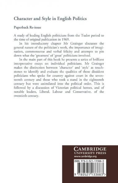 Character and Style in English Politics