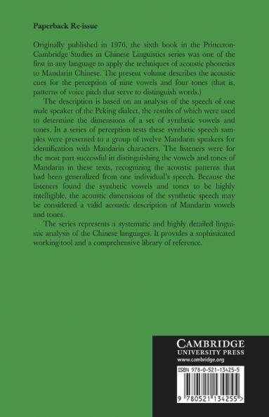 Acoustical Studies of Mandarin Vowels and Tones