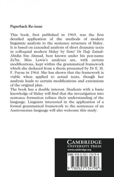 Sentence Analysis in Modern Malay