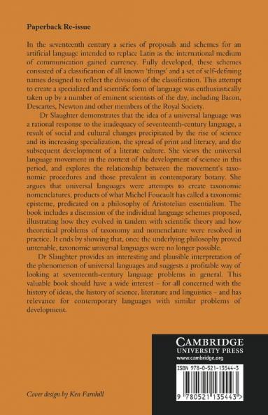 Universal Languages and Scientific Taxonomy in the Seventeenth Century