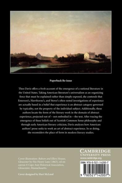 Formalism Experience and the Making of American Literature in the Nineteenth Century