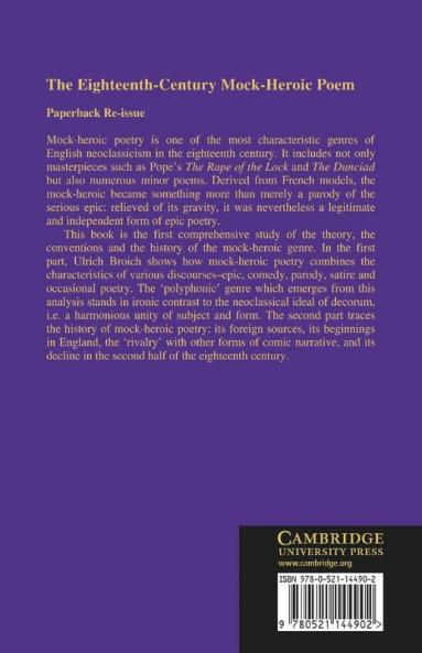The Eighteenth-Century Mock-Heroic Poem