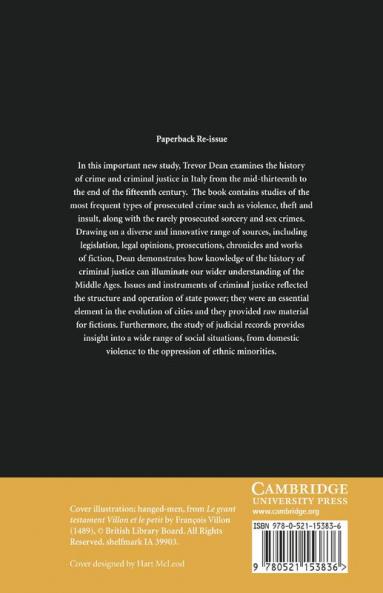 Crime and Justice in Late Medieval Italy