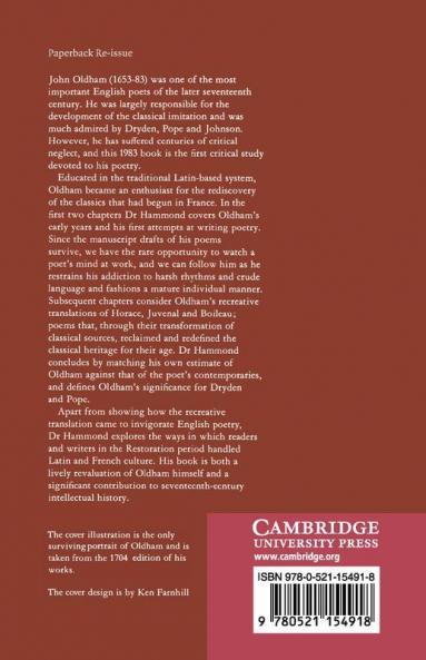 John Oldham and the Renewal of Classical Culture