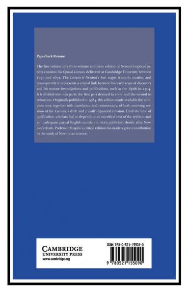 The Optical Papers of Isaac Newton Volume 1