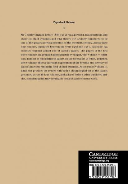 The Scientific Papers of Sir Geoffrey Ingram Taylor Volume IV