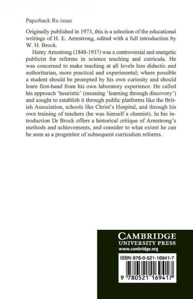 H. E. Armstrong and the Teaching of Science 1880 1930