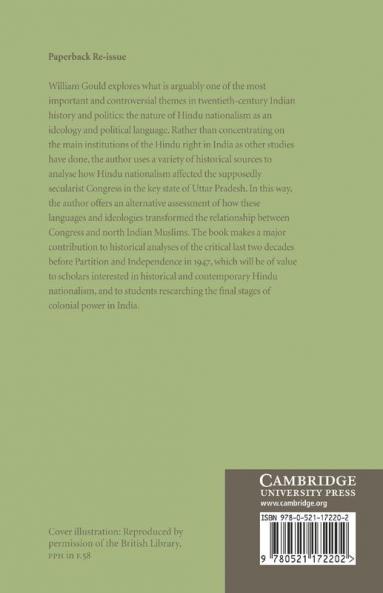 Hindu Nationalism and the Language of Politics in Late Colonial India