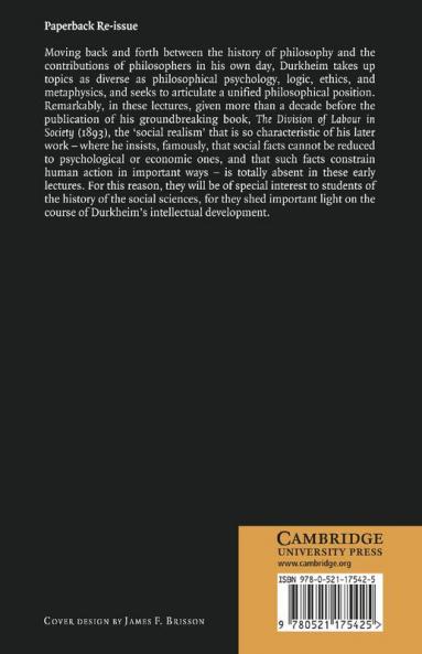 Durkheim's Philosophy Lectures