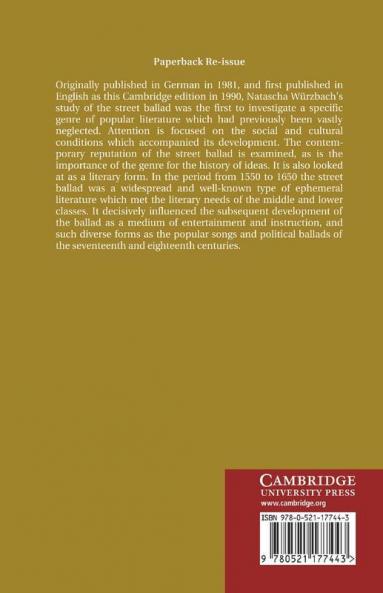 The Rise of the English Street Ballad 1550 1650
