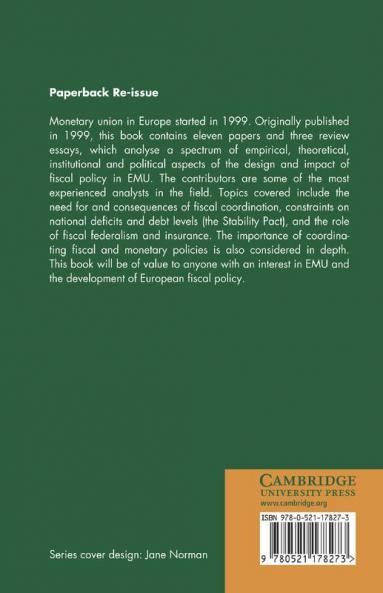 Fiscal Aspects of European Monetary Integration