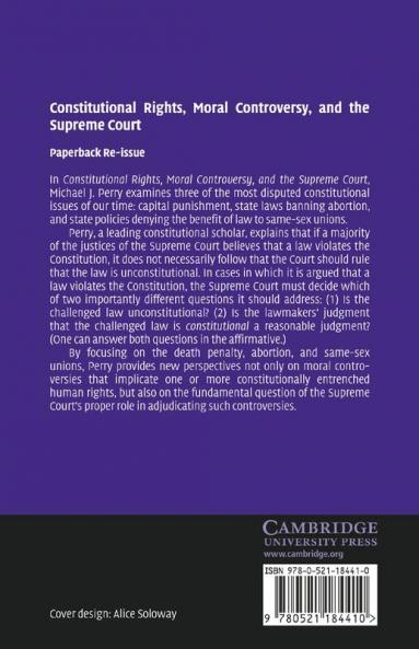 Constitutional Rights Moral Controversy and the Supreme Court