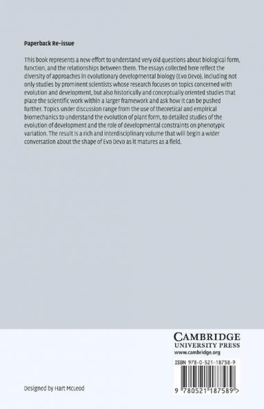 Form and Function in Developmental Evolution