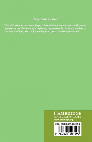 The Historical Register of the University of Cambridge