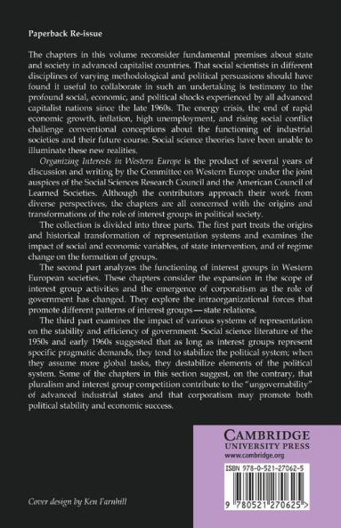 Organizing Interests in Western Europe