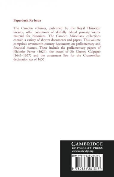 Seventeenth-Century Parliamentary and Financial Papers