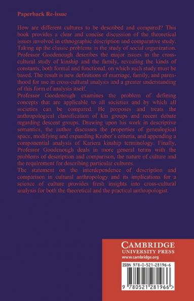 Description and Comparison in Cultural Anthropology