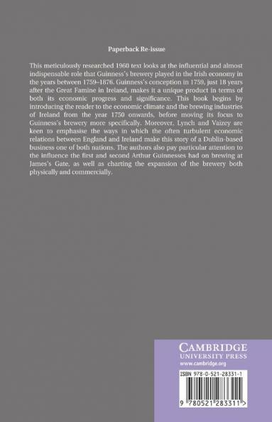 Guinness's Brewery in the Irish Economy 1759 1876