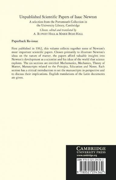Unpublished Scientific Papers of Isaac Newton