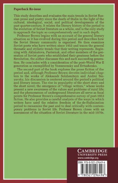 Soviet Russian Literature Since Stalin