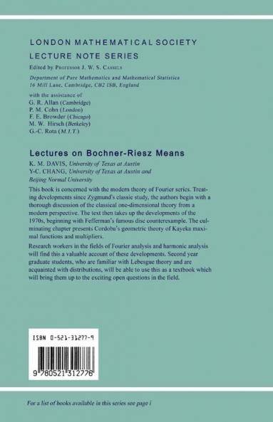 Lectures on Bochner-Riesz Means